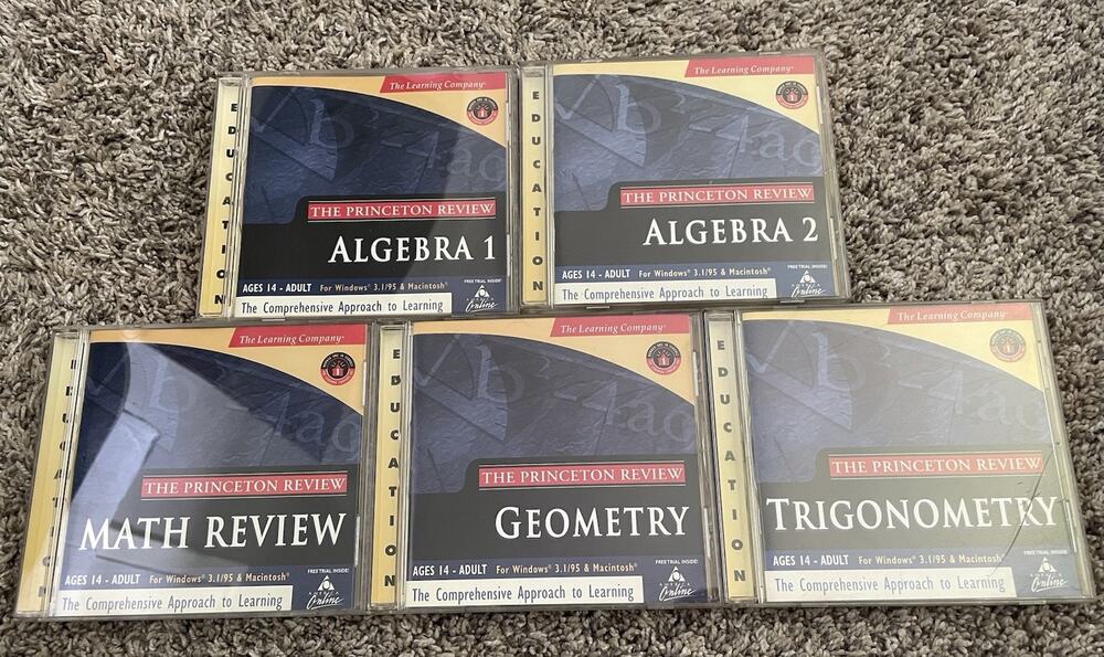 The Princeton Review: Math Library Lot Of 5 CDs Trig Algebra Geometry PC 1998